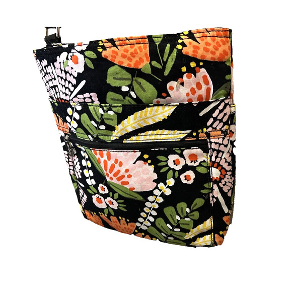 Thirty-One Black And Orange Floral Double Adjustable Handle Front Pocket bag - Picture 2 of 10